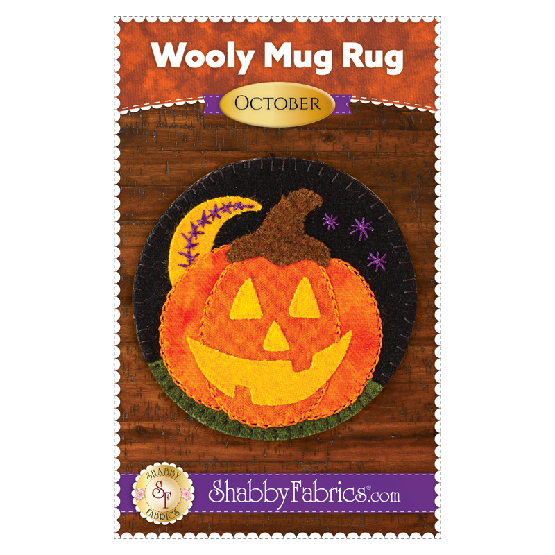 The front of the Wooly Mug Rug Series - October Pattern by Shabby Fabrics