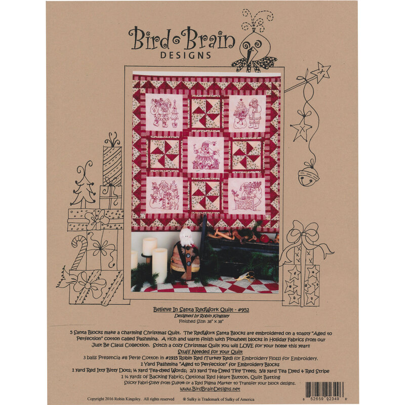 Believe In Santa RedWork Quilt Embroidery Pattern front