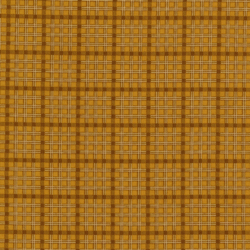 Scan of fabric featuring golden yellow and white plaid patterned fabric
