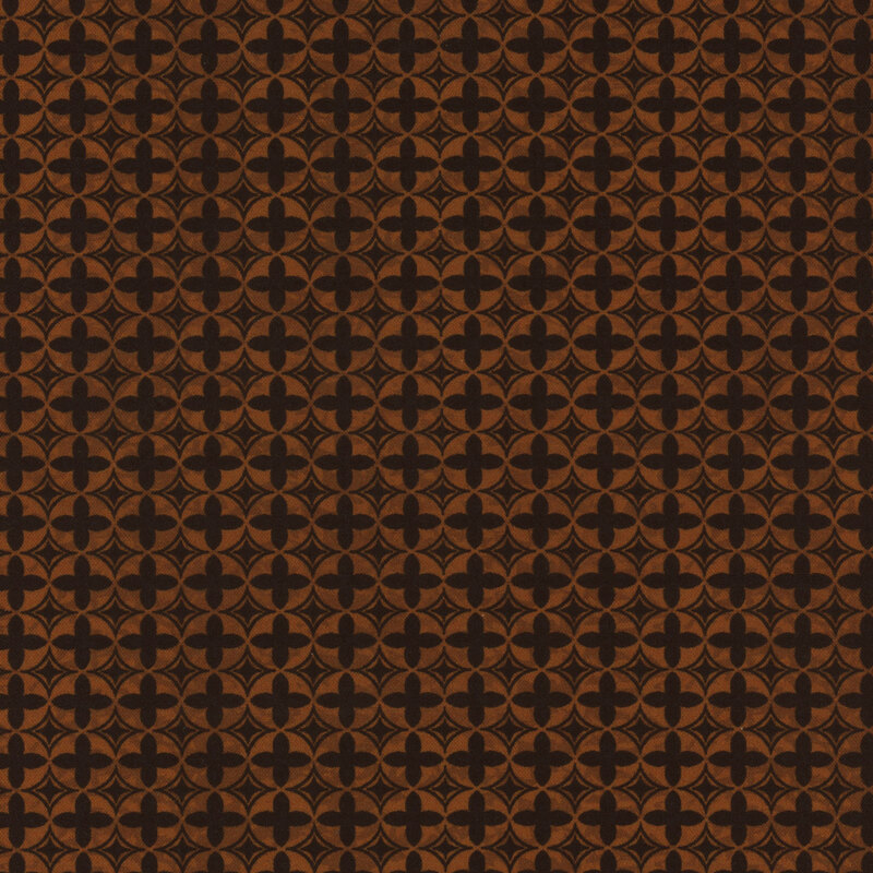 Brown and black tiled geometric fabric.