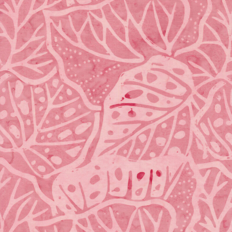 pink and lighter soft pink batik monstera leaves