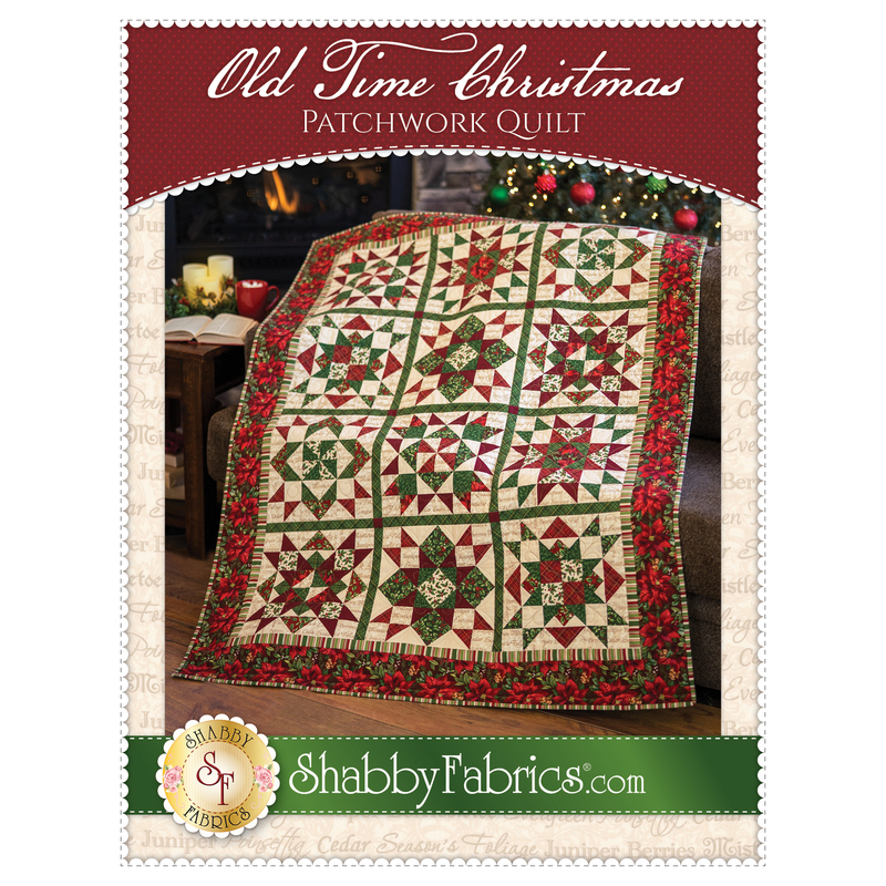 The front of the Old Time Christmas Patchwork Quilt Pattern by Shabby Fabrics