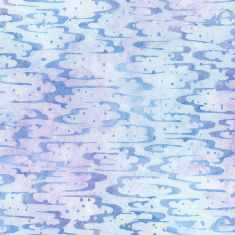 cloud print batik in various shades of light blue and subtle purple