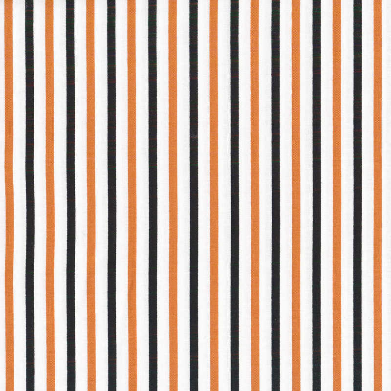 White fabric with evenly spaced orange and black stripes