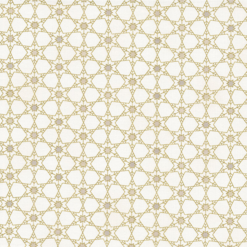 Cream fabric with gold metallic touching stars forming a geometric look