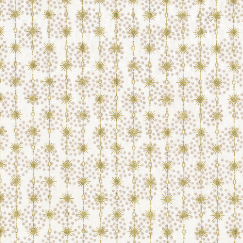 Cream fabric with stripes of gold metallic chained stars