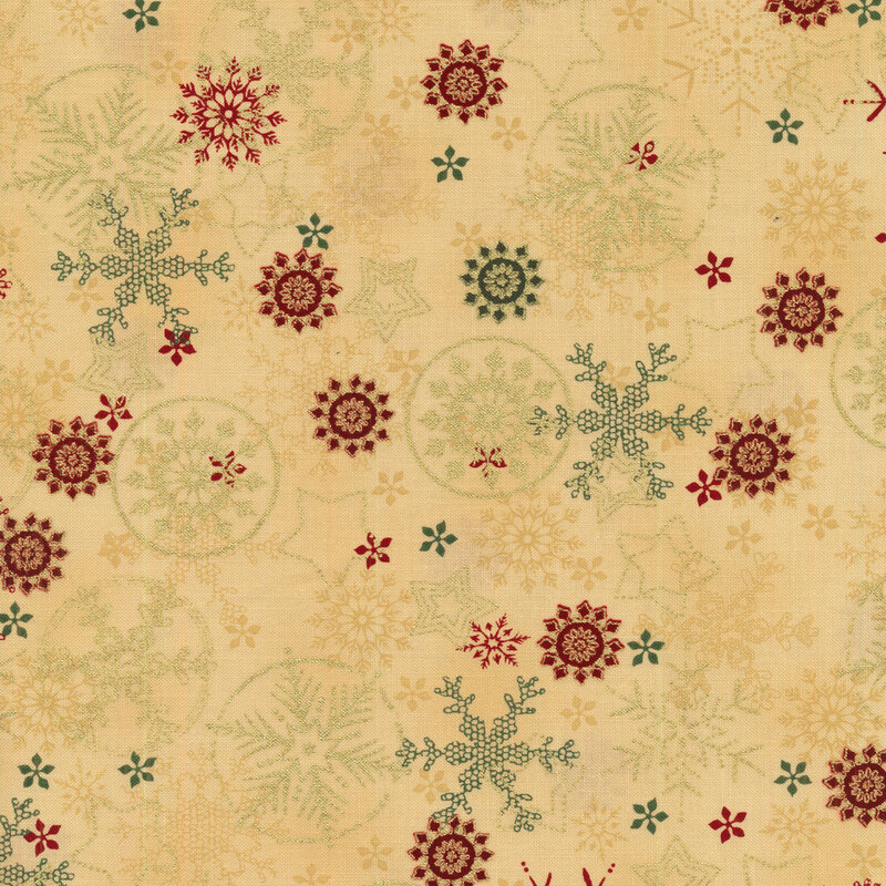 Stof Christmas Frosty Snowflake 4590200 Beige/Gold by Stof Fabrics