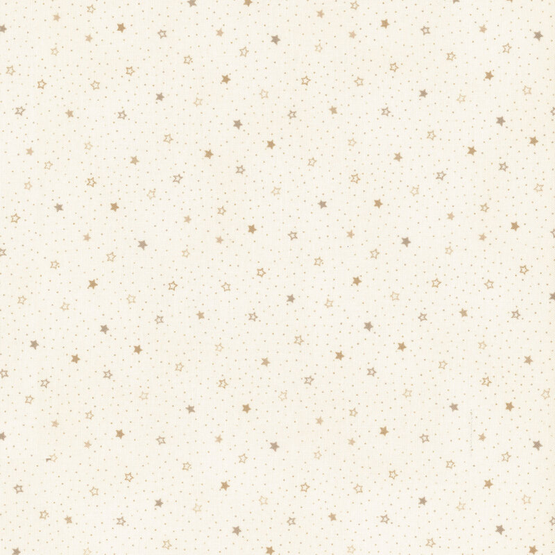fabric featuring tonal brown stars with cream background