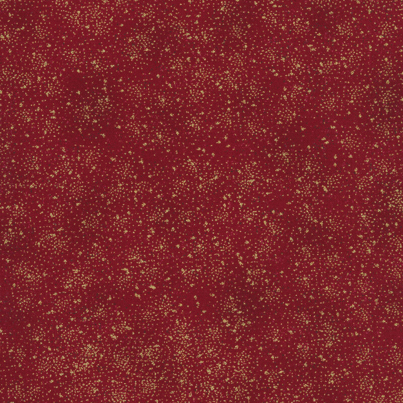 Red mottled fabric dark red and gold metallic speckles all over