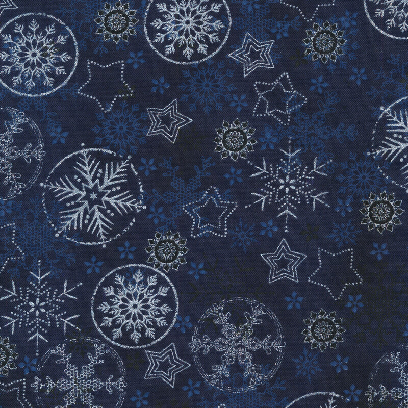 Stof Christmas - Frosty Snowflake 4590-600 Blue/Silver by Stof Fabrics ...