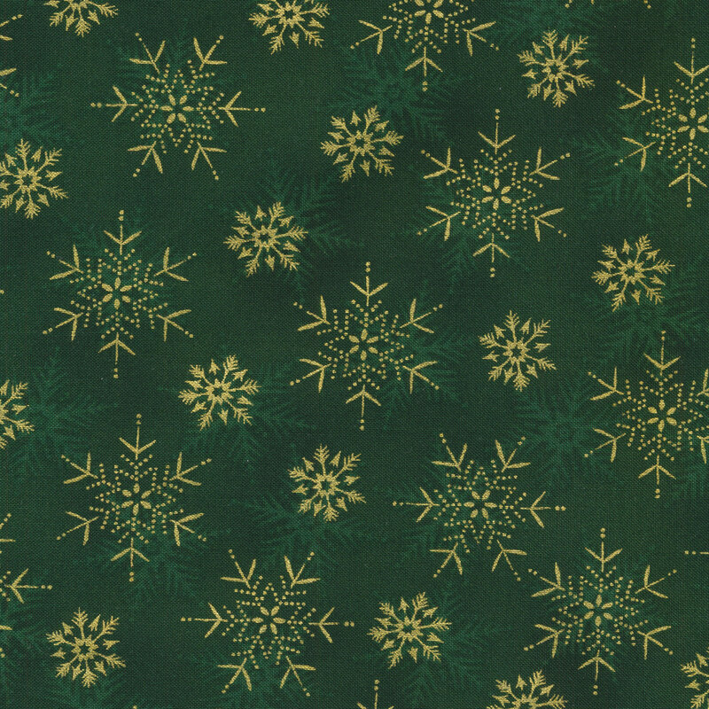 Stof Christmas Frosty Snowflake 4590802 Green/Gold by Stof Fabrics