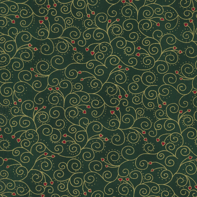 Stof Christmas Frosty Snowflake 4590809 Green/Gold by Stof Fabrics