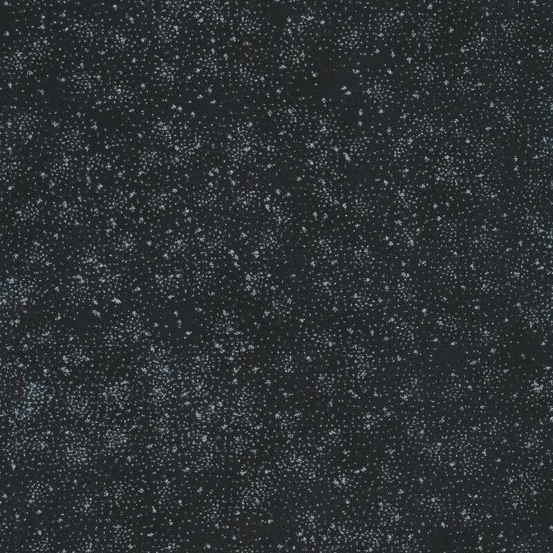 Black and charcoal mottled fabric silver metallic speckled dots all over.
