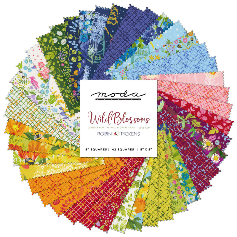 Wild Blossoms Charm Pack by Robin Pickens for Moda Fabrics Shabby Fabrics
