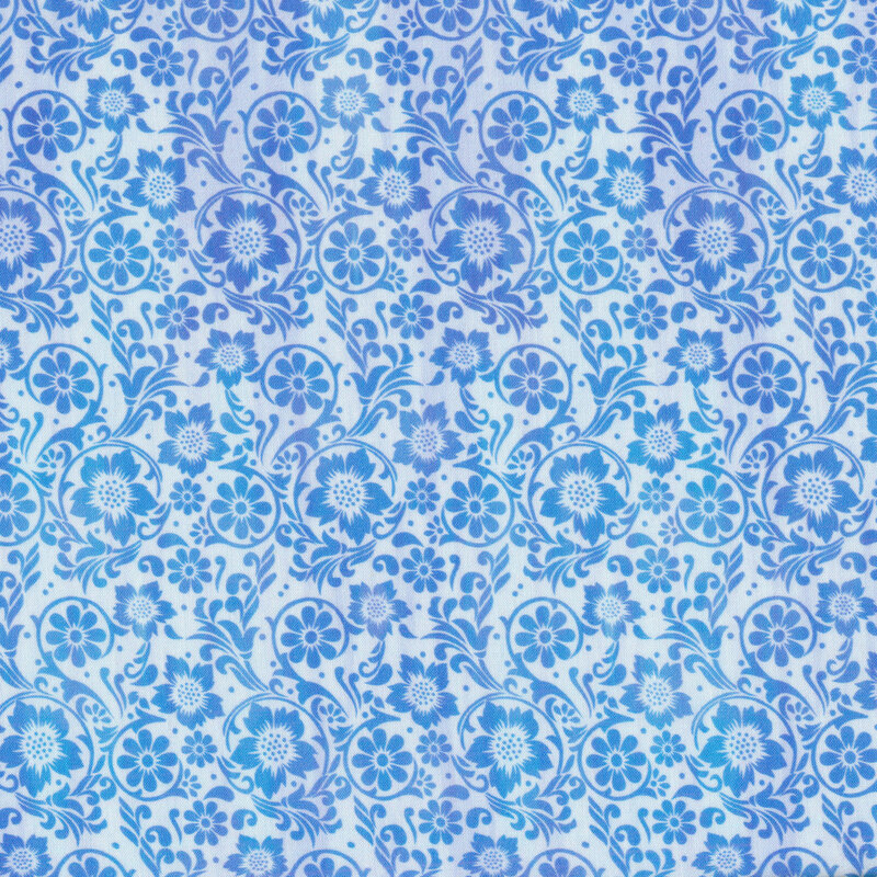 blue tonal flowers and light blue background