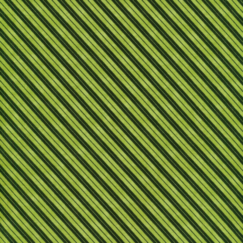 Green fabric with black bias stripes all over