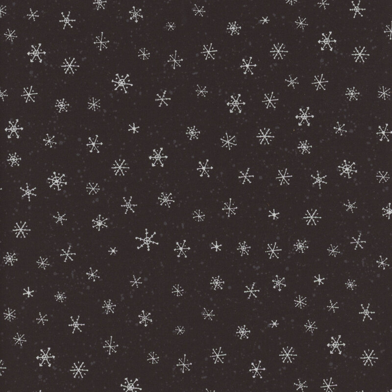 Black fabric with white snowflakes all over