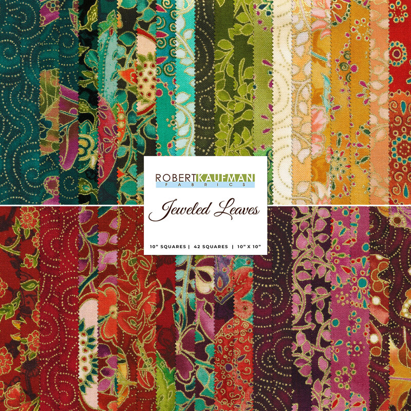 Jeweled Leaves 10" Ten Squares from Robert Kaufman Fabrics Shabby Fabrics