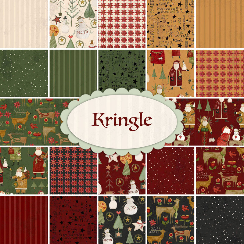 collage of fabric designs in Kringle collection