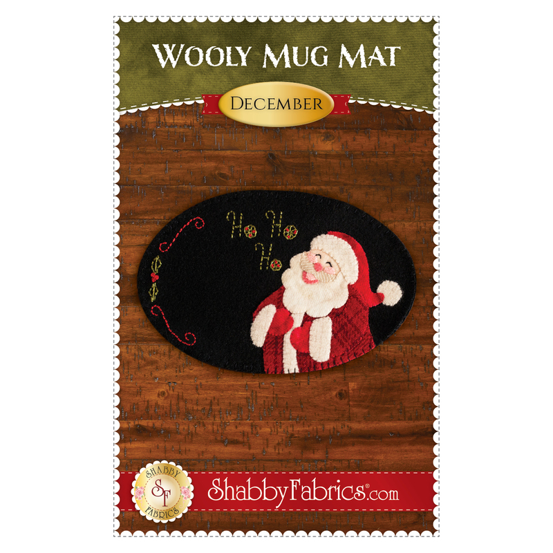 The front of the Wooly Mug Mat - December by Shabby Fabrics