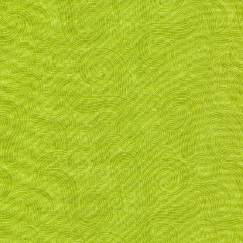 Tonal light green fabric with swirls on a lighter background 