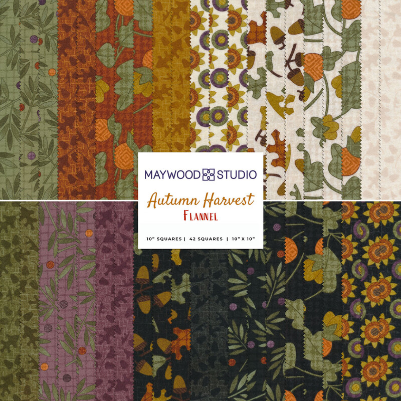 Collage image of fabrics included in Autumn Harvest Flannel 10