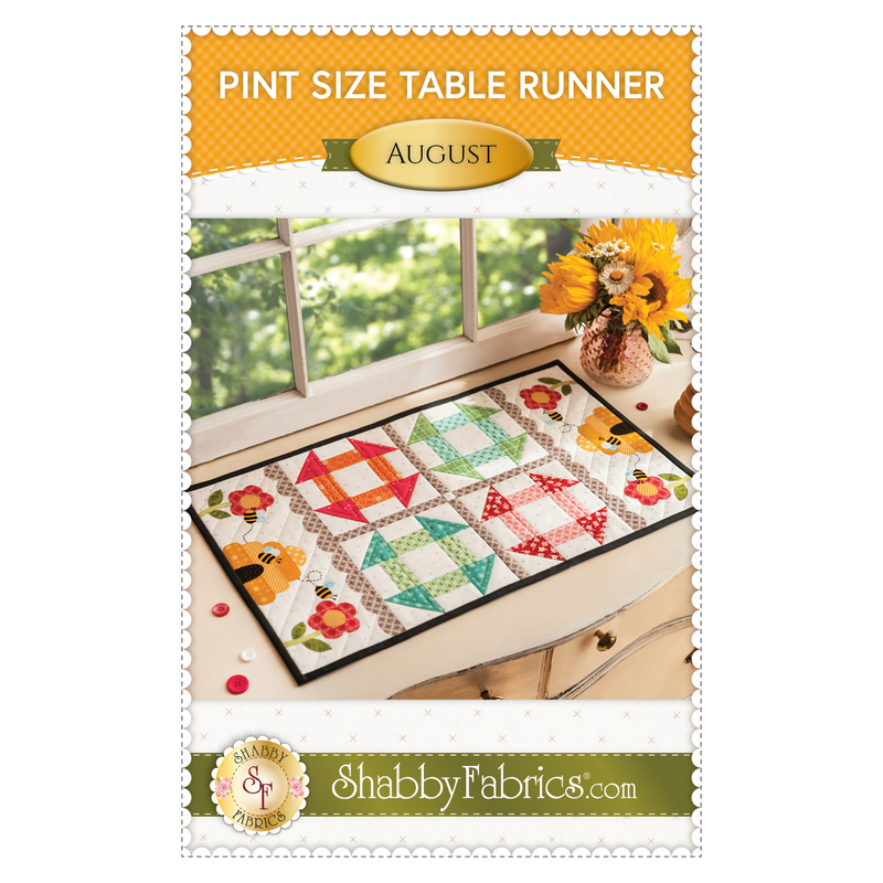 The front of the Pint Size Table Runner pattern for August by Shabby Fabrics