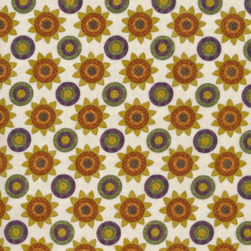 abstract sunflowers on a cream background