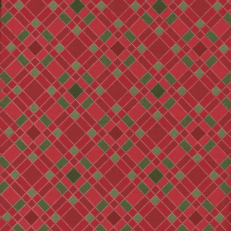 bright holiday red and green holiday plaid print
