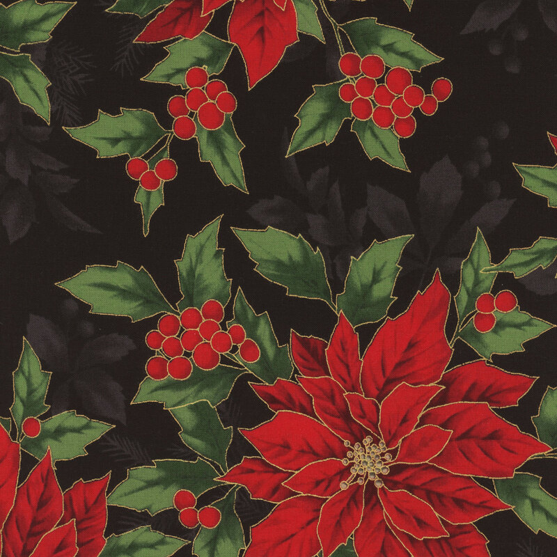 Holiday Elegance V71664G Black Gold by Hoffman Fabrics Shabby Fabrics