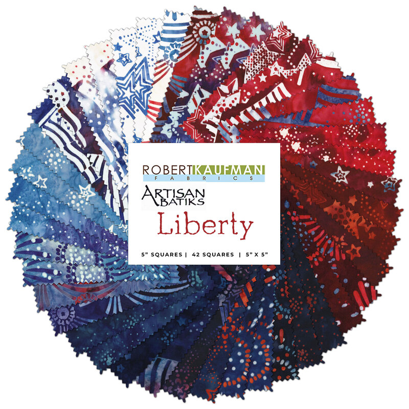 A spiraled collage of fabrics included in the Liberty 5