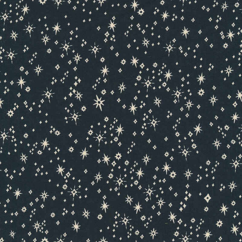 Charcoal fabric with small cream stars all over