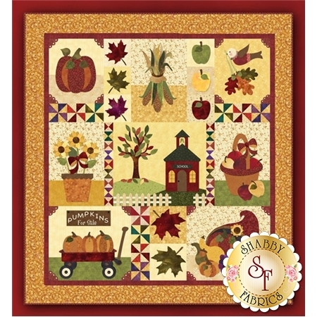 Set of eight blocks with autumnal motifs and accents.
