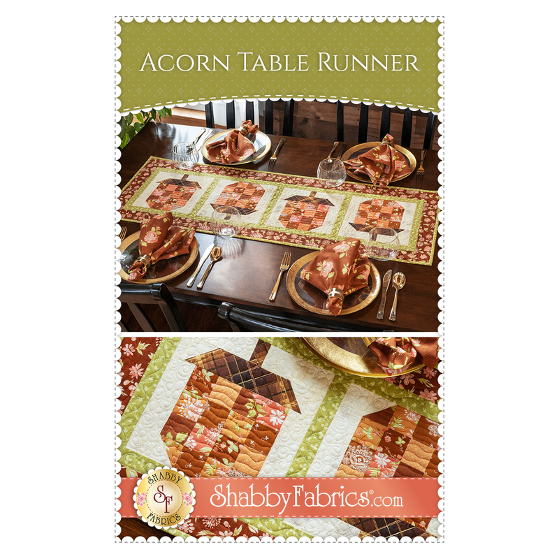 The front of the Acorn Table Runner pattern by Shabby Fabrics