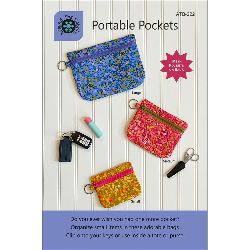 The front of the Portable Pockets pattern by Around the Bobbin