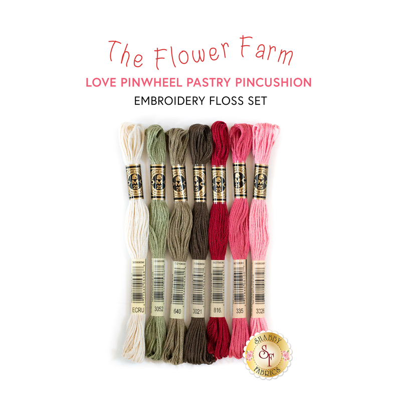 Love Pinwheel Pastry Pin Cushion Kit 7pc Floss Set.