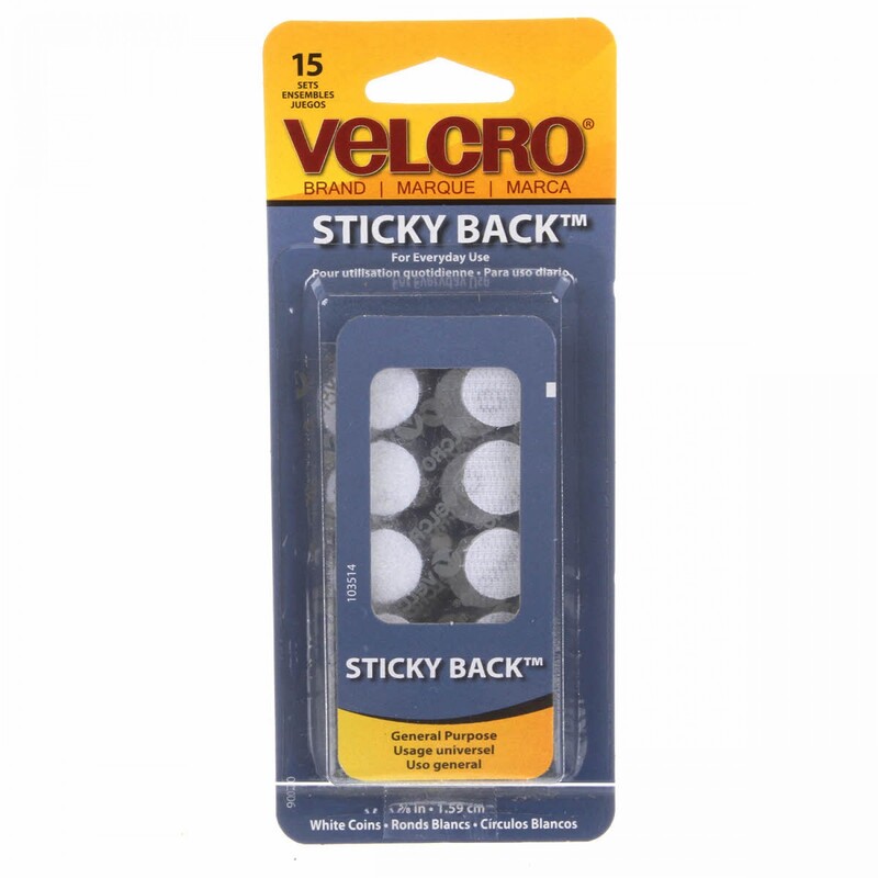 Velcro Brand Sticky Back 5/8in Circles White 20 ct
