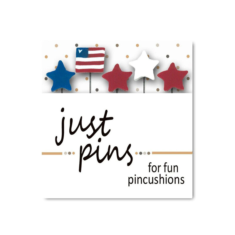 Just pins pack with red white and blue stars and an american flag pin