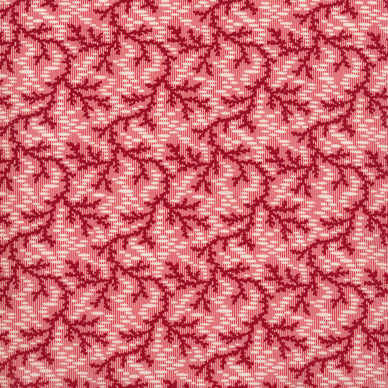 red sprawling vines with a pink and cream textured background
