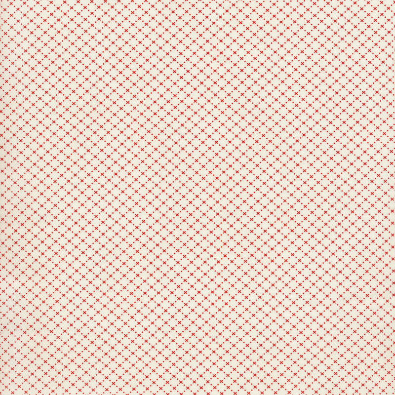 red stitched diamond pattern on a cream background