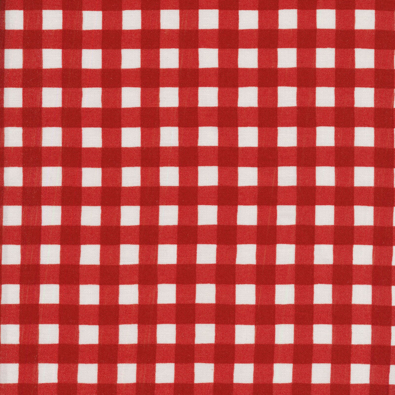 fabric with red and white gingham print