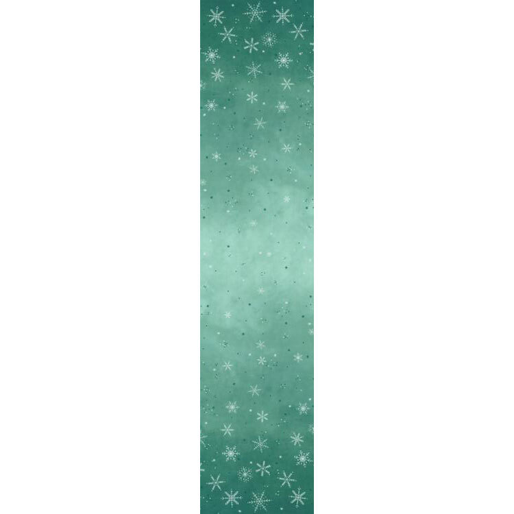 full ombre image of aqua ombre pattern with silver metallic snowflakes