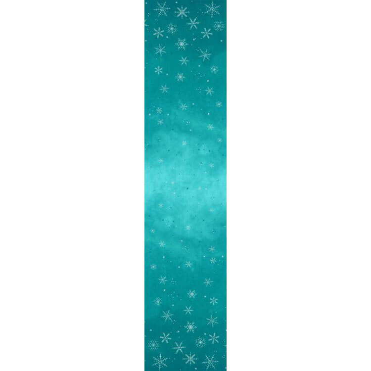 full ombre image of turquoise ombre pattern with silver metallic snowflakes