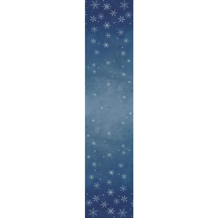 full ombre image of deep blue ombre pattern with silver metallic snowflakes
