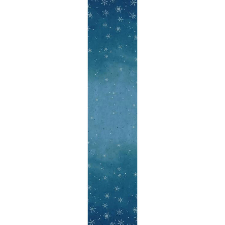 full ombre image of dark blue-green ombre pattern with silver metallic snowflakes