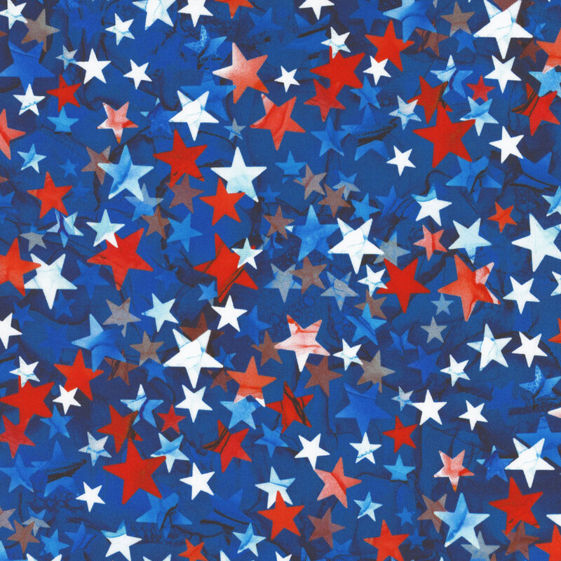 Blue fabric adorned with red, white, and blue stars