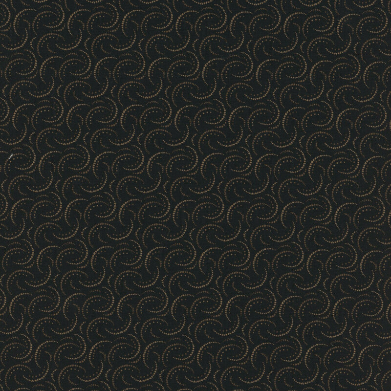 Black fabric with subtle white lines made up of dots curving around each other