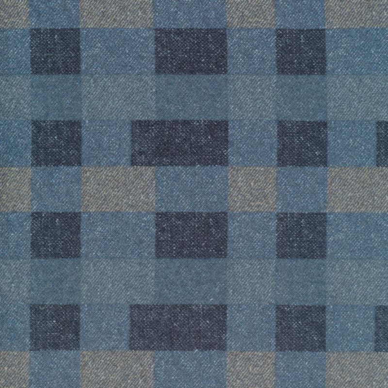 dark blue plaid flannel with blue and brownish blending