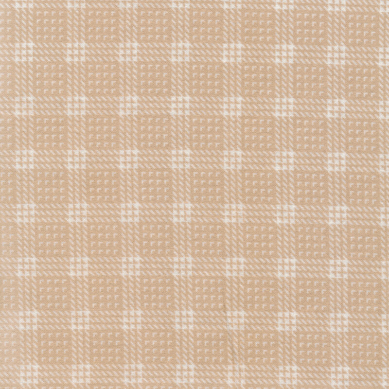 tan flannel with white plaid and geometric motifs