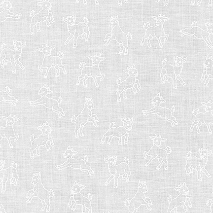digital image of fabric with tossed white-on-white print of baby goats